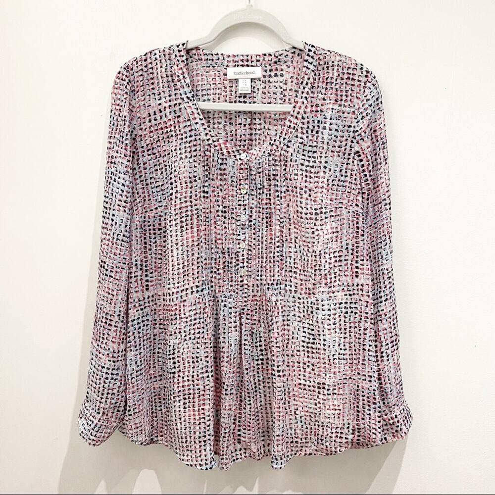 Motherhood Sheer Pink and White Top